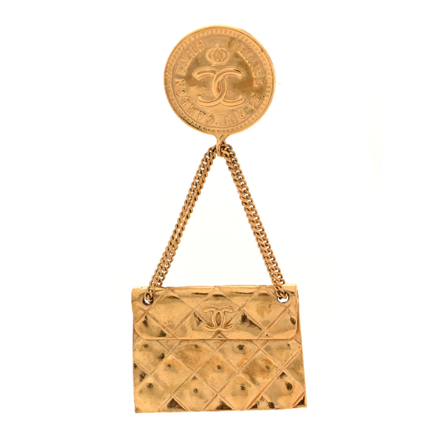 2.55 Flap Bag Brooch Gold