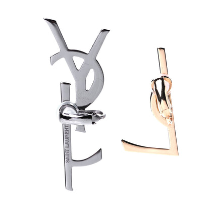 Saint Laurent Metal Brass Crystal Deconstructed Opyum Clip On Earrings Ruthenium Gold 3 of 3