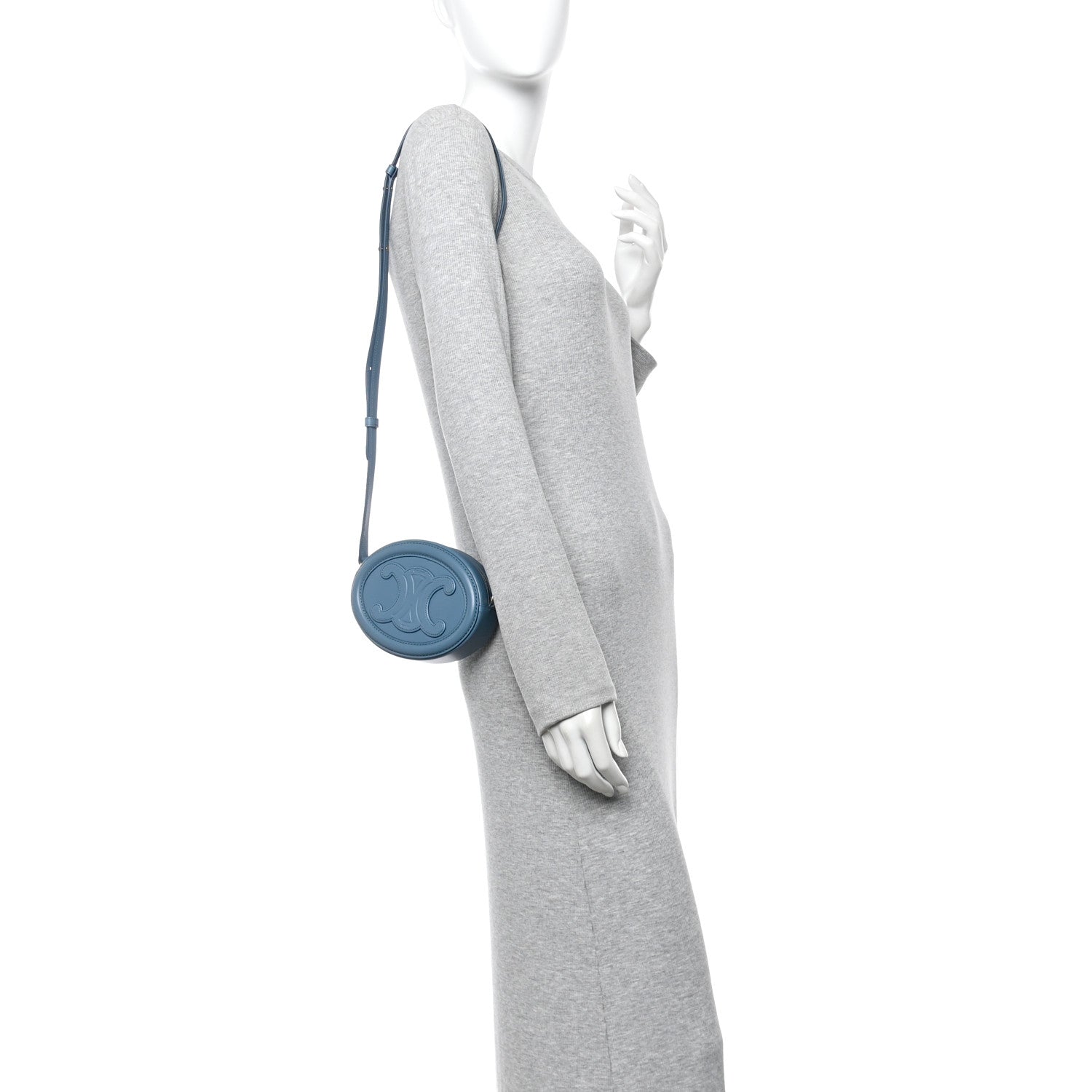 Celine Smooth Calfskin Cuir Small Triomphe Oval Crossbody Purse