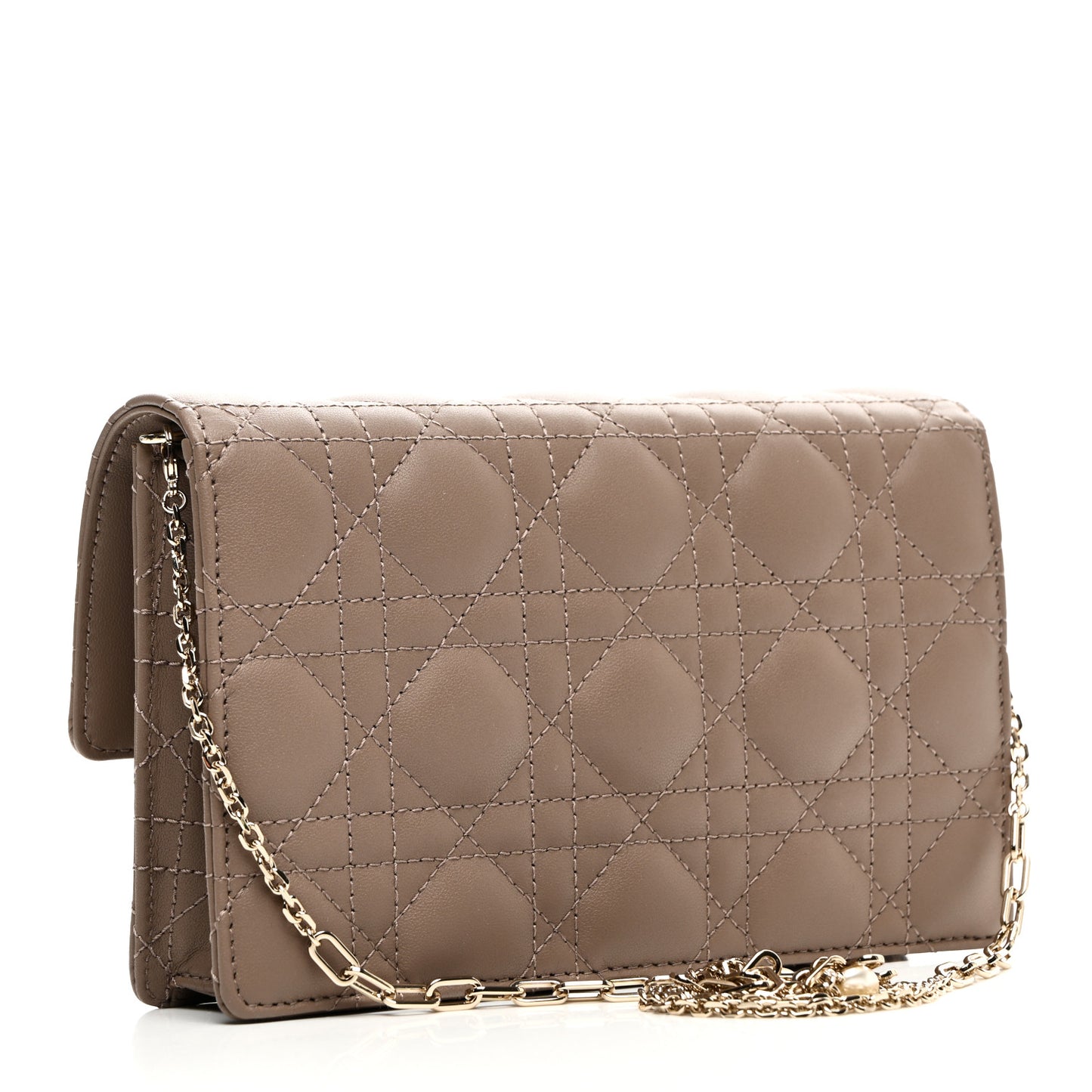 Lambskin Cannage Chain My Dior Daily Chain Pouch Warm Taupe