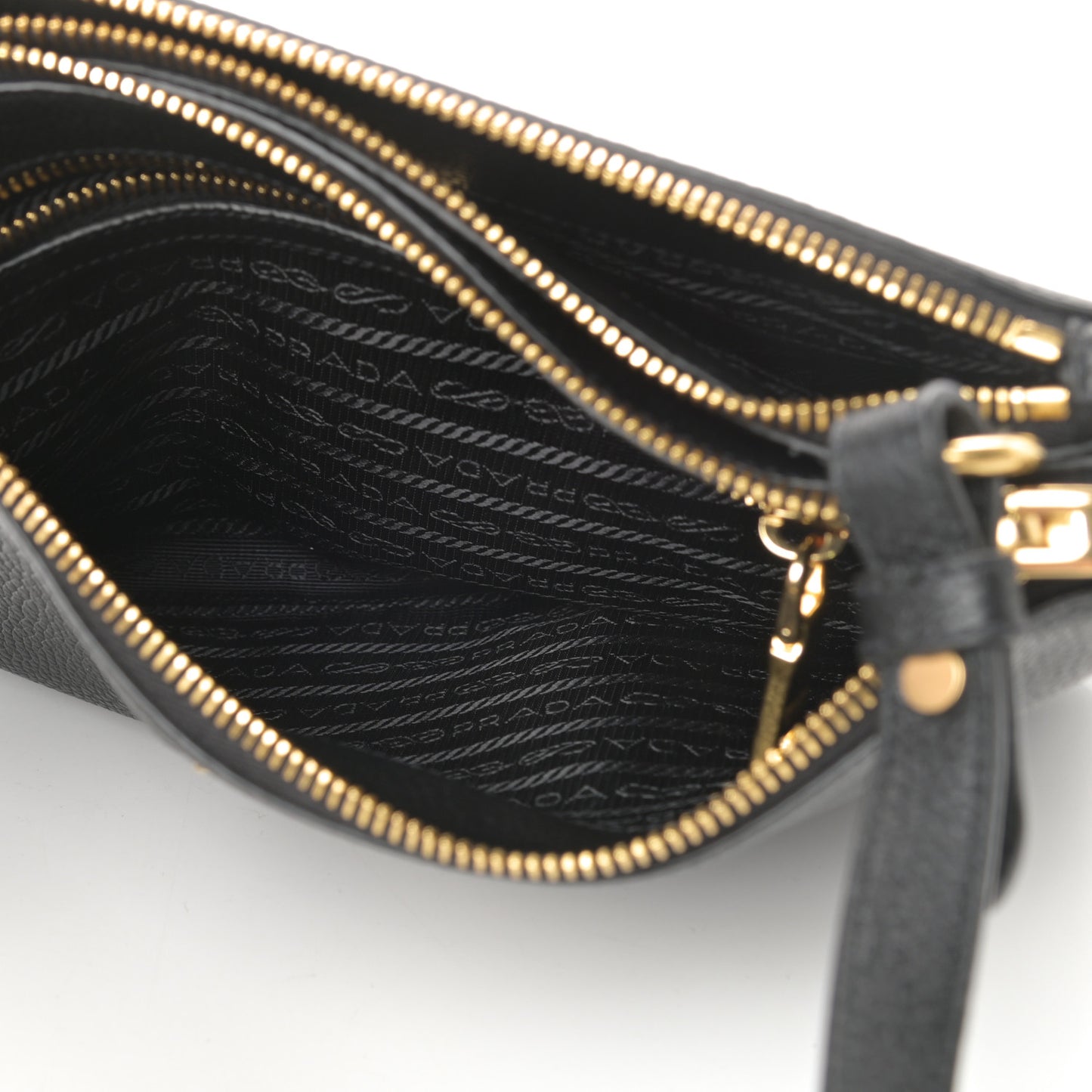 Vitello Phenix Double Zip Crossbody Bag Black