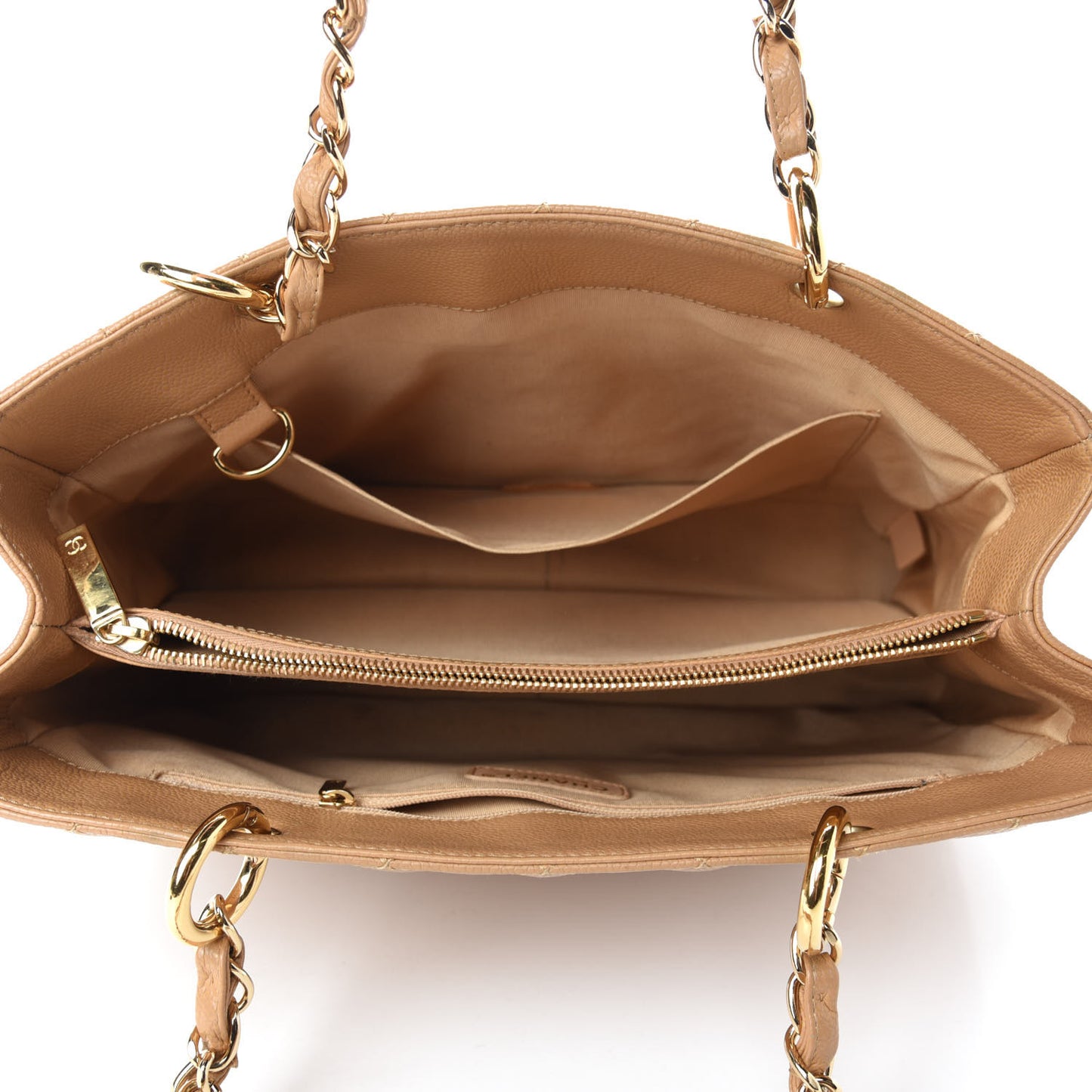Caviar Quilted Grand Shopping Tote GST Beige