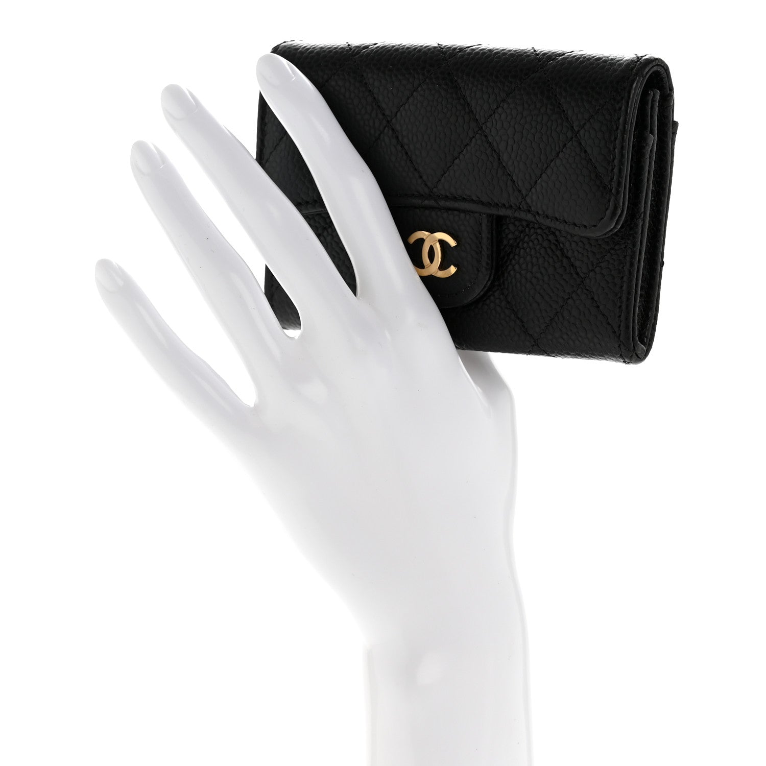 Chanel Caviar Quilted Flap Card Holder Wallet Black 2 of 10