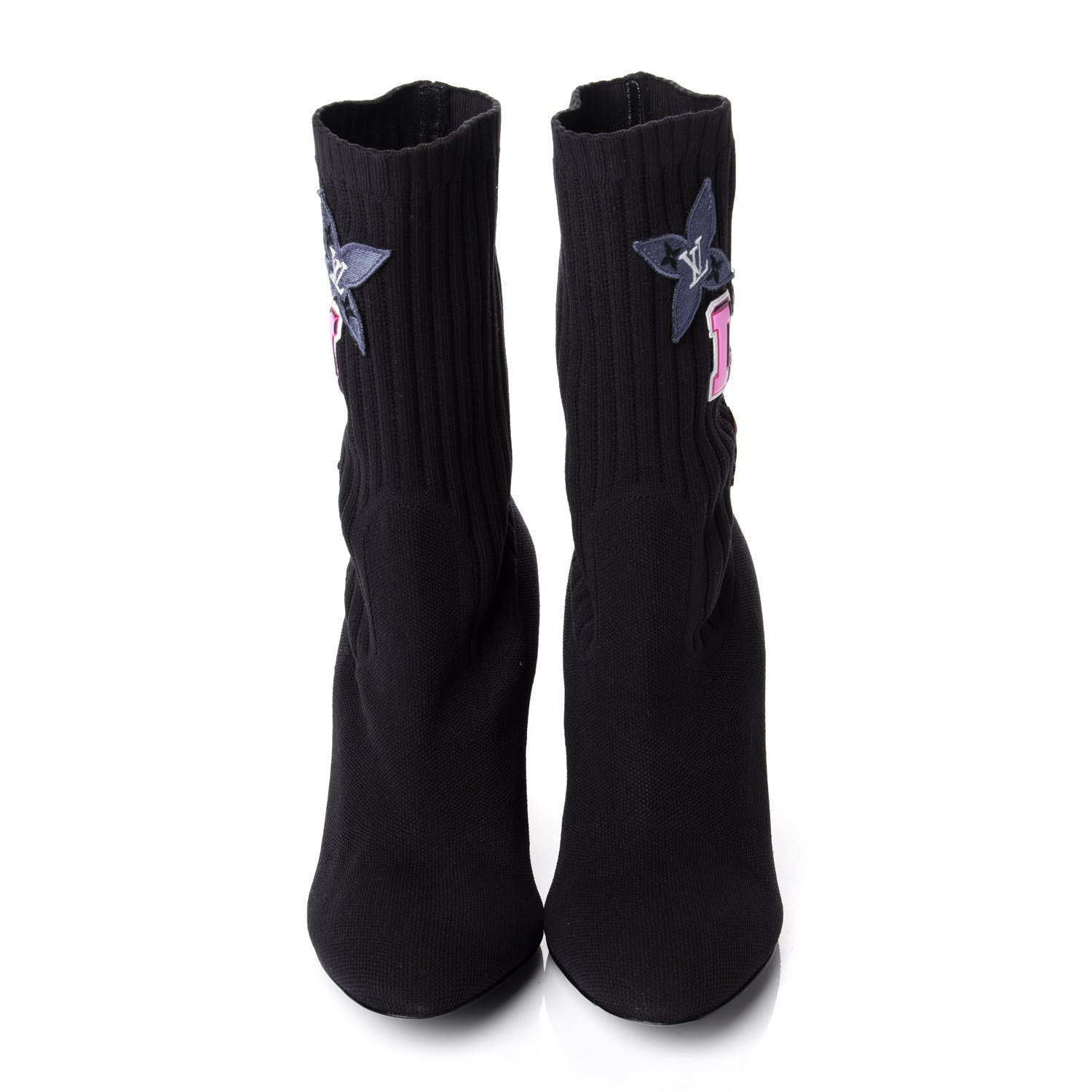 Louis Vuitton Stretch Fabric LV Black Heart Sock Ankle Boots 40 Black 5 of 10