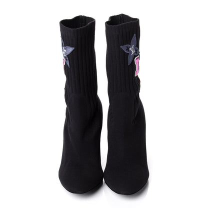 Louis Vuitton Stretch Fabric LV Black Heart Sock Ankle Boots 40 Black 5 of 10