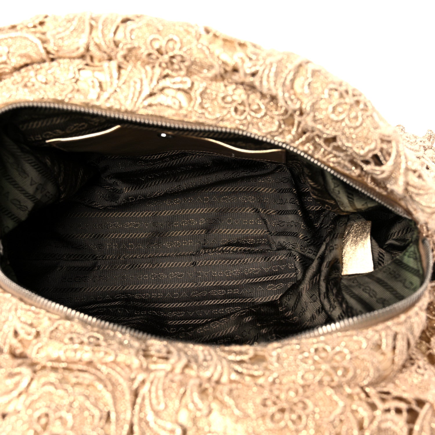 Prada Lace Pizzo S Bowler Oro Lurex 4 of 11