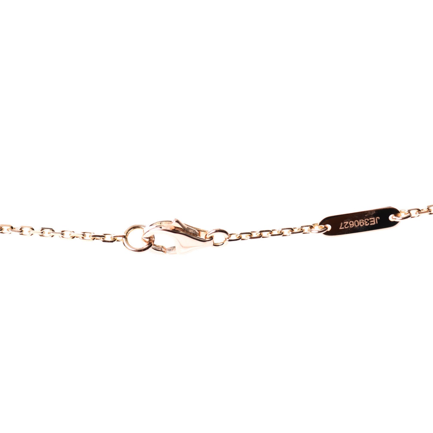 18K Rose Gold Diamond Pink Porcelain Vintage Alhambra Pendant Necklace