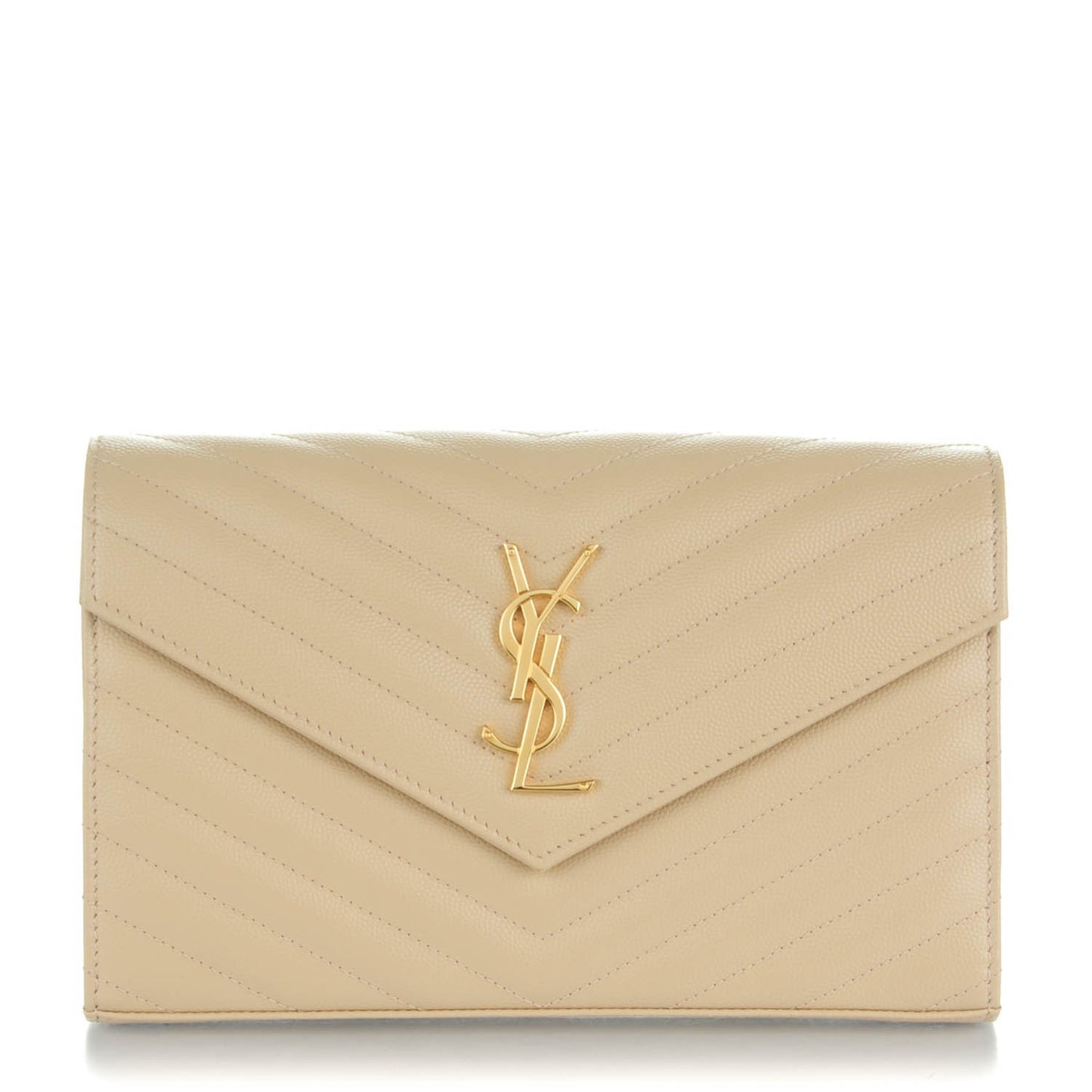 Grain De Poudre Matelasse Chevron Monogram Chain Wallet Nude Powder