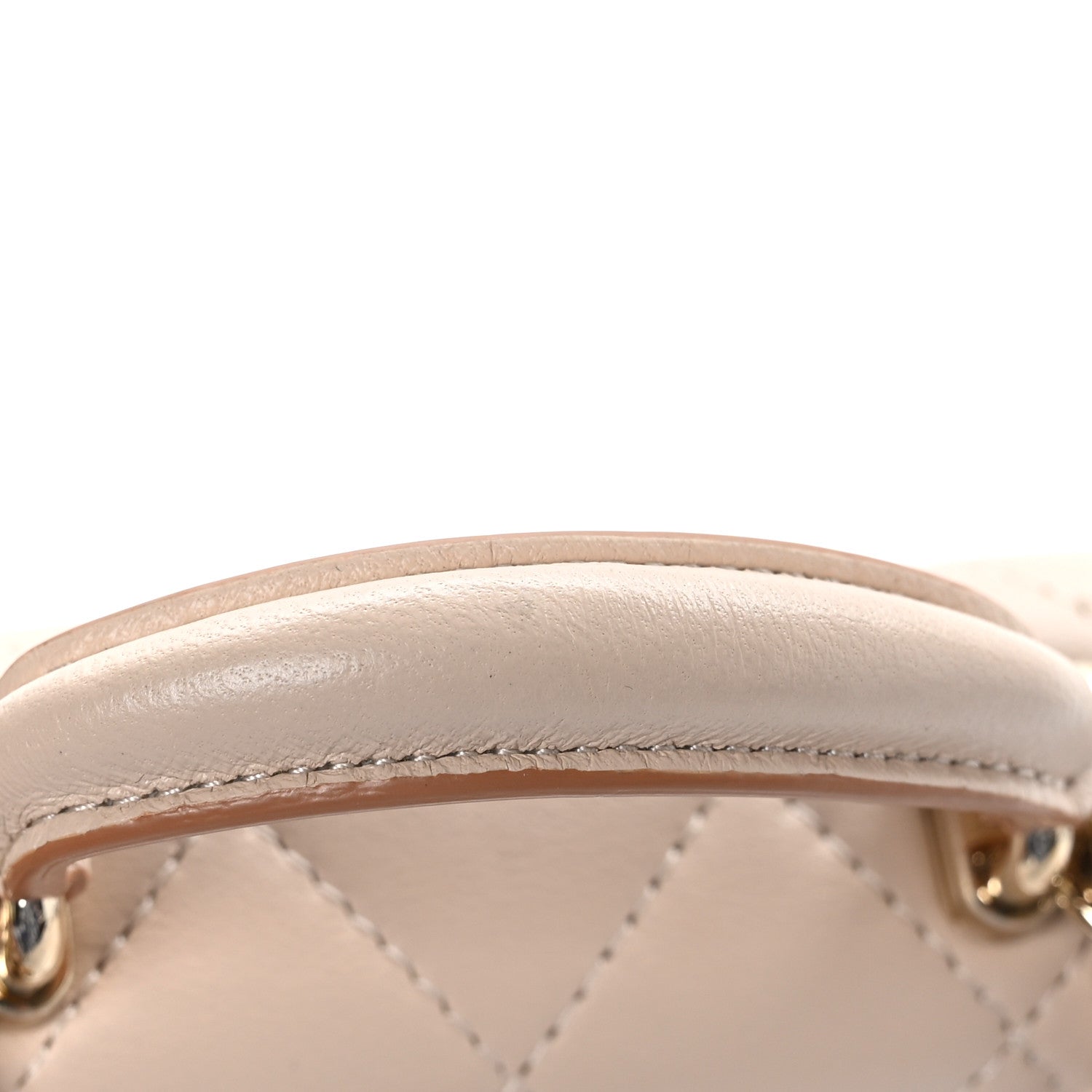 Chanel Lambskin Quilted Bi-Color Top Handle Clutch With Chain Beige Brown 12 of 12