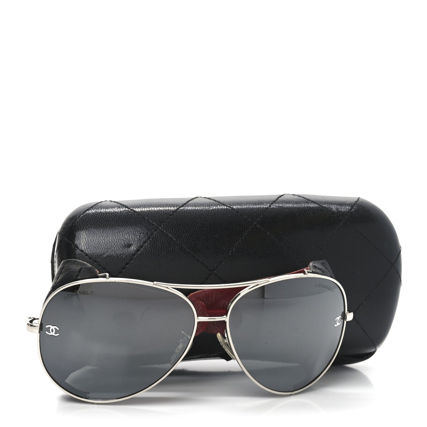 Titanium Lambskin CC Pilot Sunglasses 4192-Q-A Black