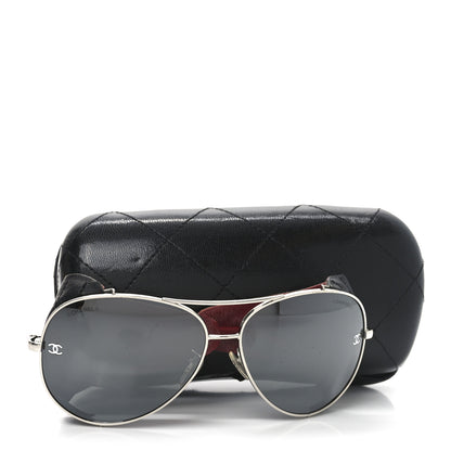 Chanel Titanium Lambskin CC Pilot Sunglasses 4192-Q-A Black 6 of 6