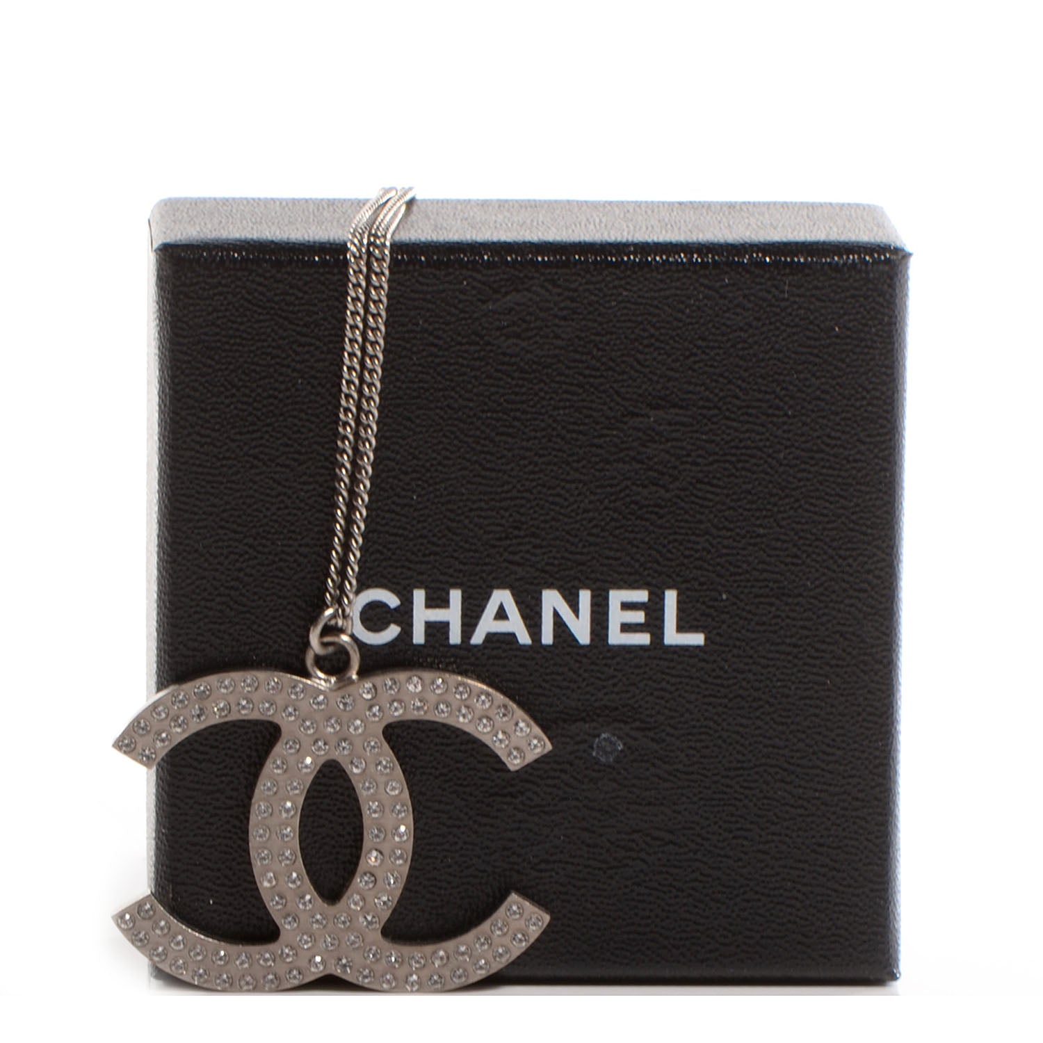 Chanel Crystal Large CC Necklace Silver 6 of 6