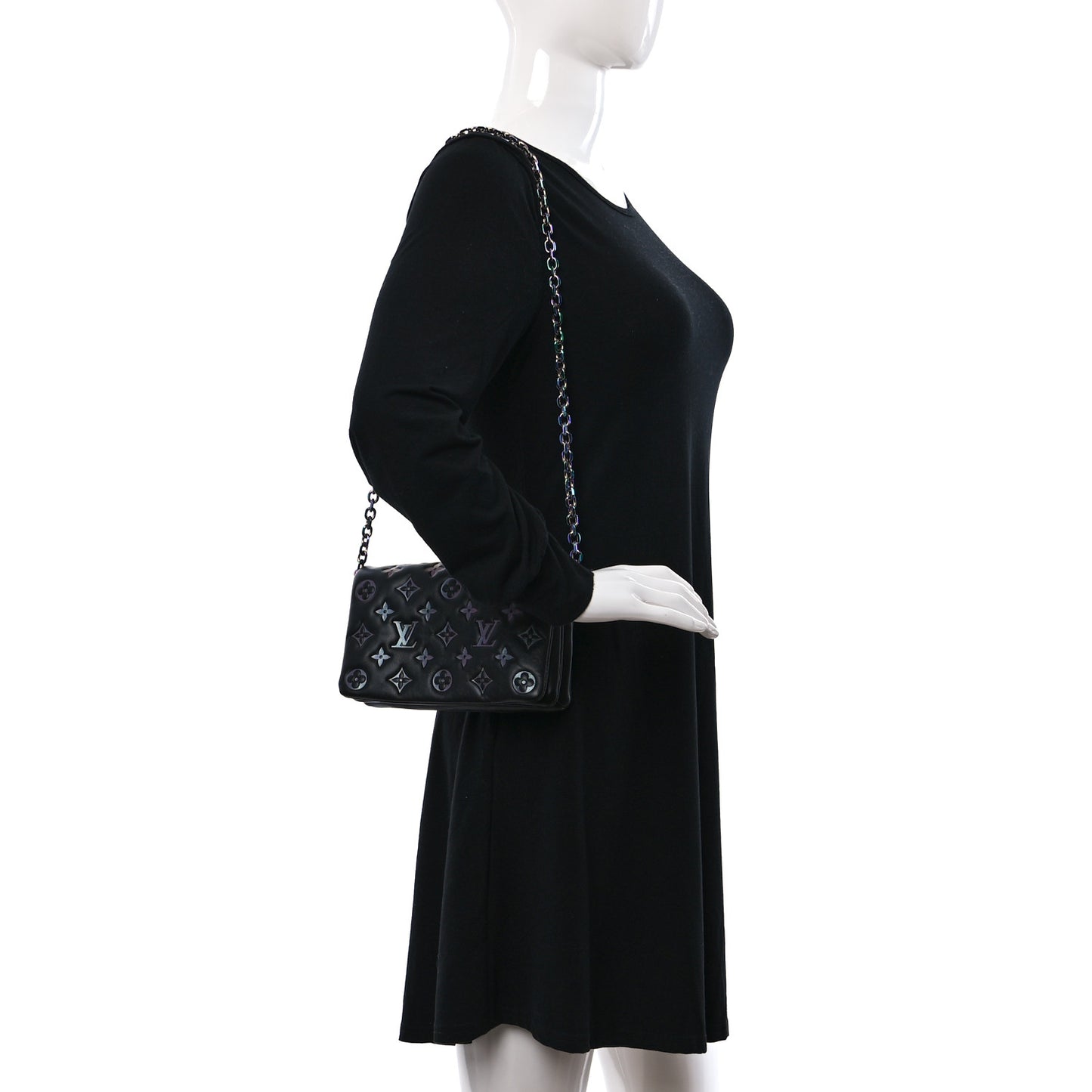 Lambskin Embossed Monogram Scarabeo Pochette Coussin Black