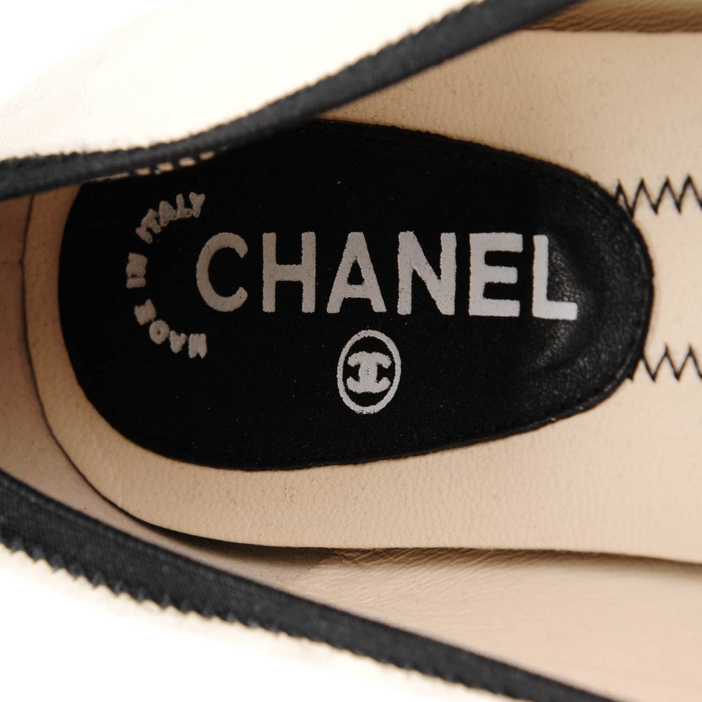 Lambskin Elastic Mocassin CC Flats 41 White Black
