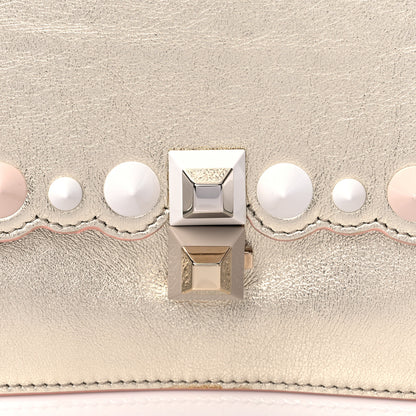 Fendi Vitello Catalan Mirror Scalloped Multi Studded Small Kan I Shoulder Bag Champagne 12 of 12