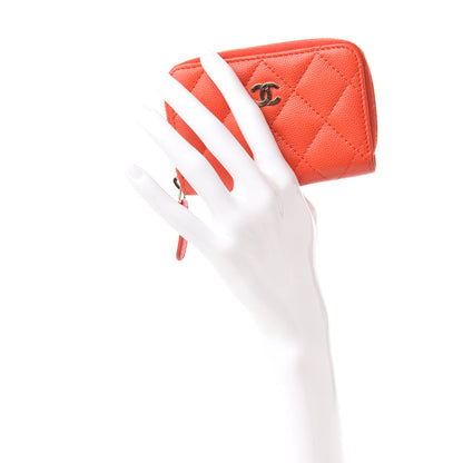 Chanel Caviar Quilted Zip Card Holder Orange 2 of 11