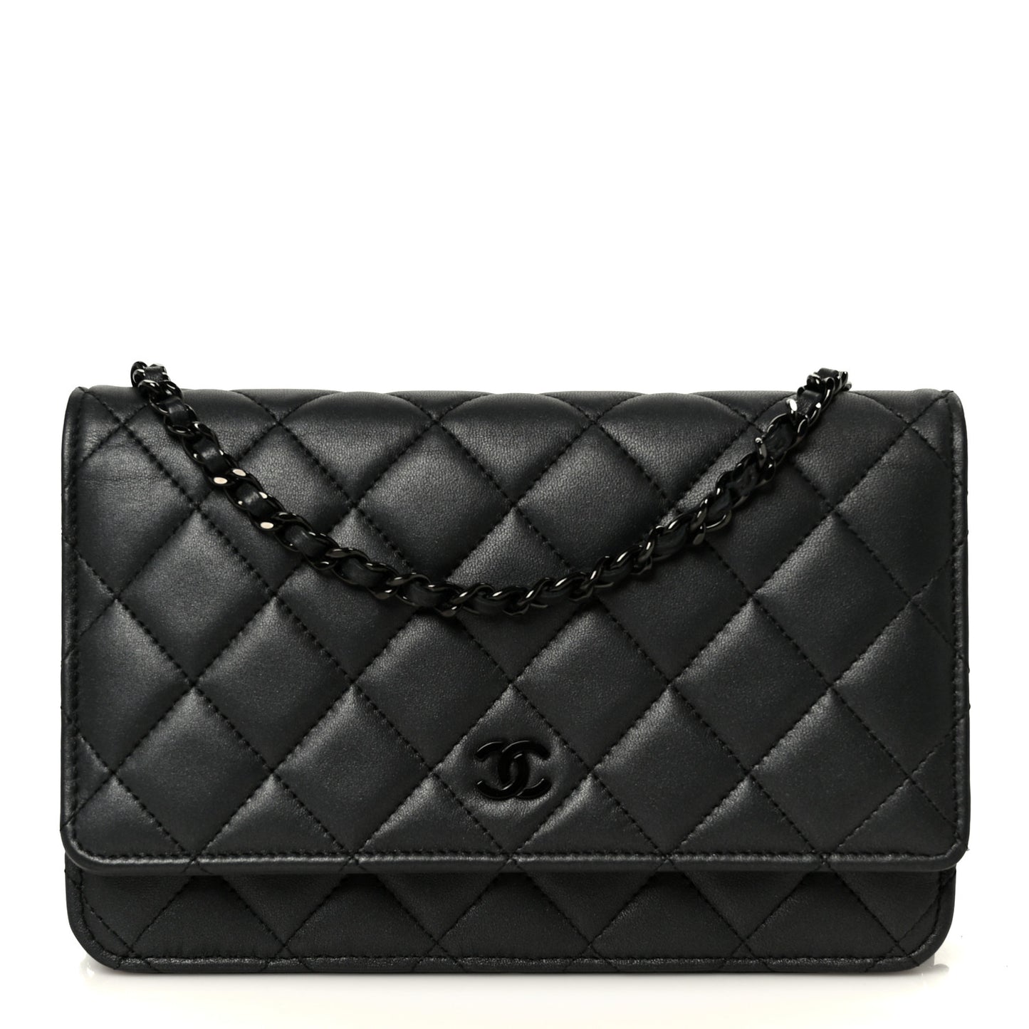 Lambskin Quilted Wallet On Chain WOC So Black