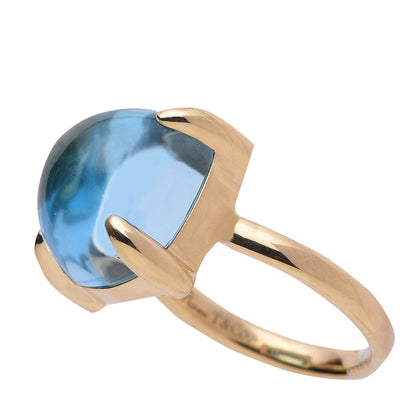 Tiffany 18K Yellow Gold Blue Topaz Large 12mm Paloma's Sugar Stacks Ring 49 5 1 of 6