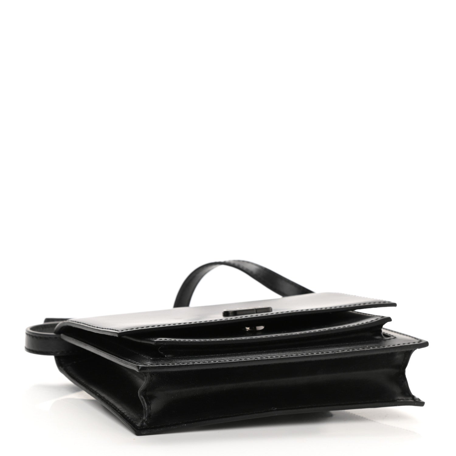 Balenciaga Shiny Box Calfskin Monochrome XS Sharp Belt Bag Black 4 of 7