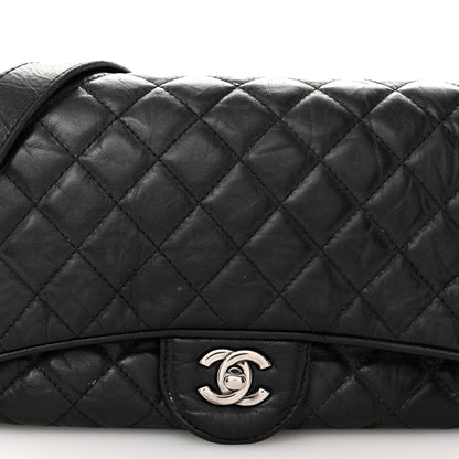 Chanel Crumpled Calfskin Quilted Medium Casual Rock Flap Black 8 of 13