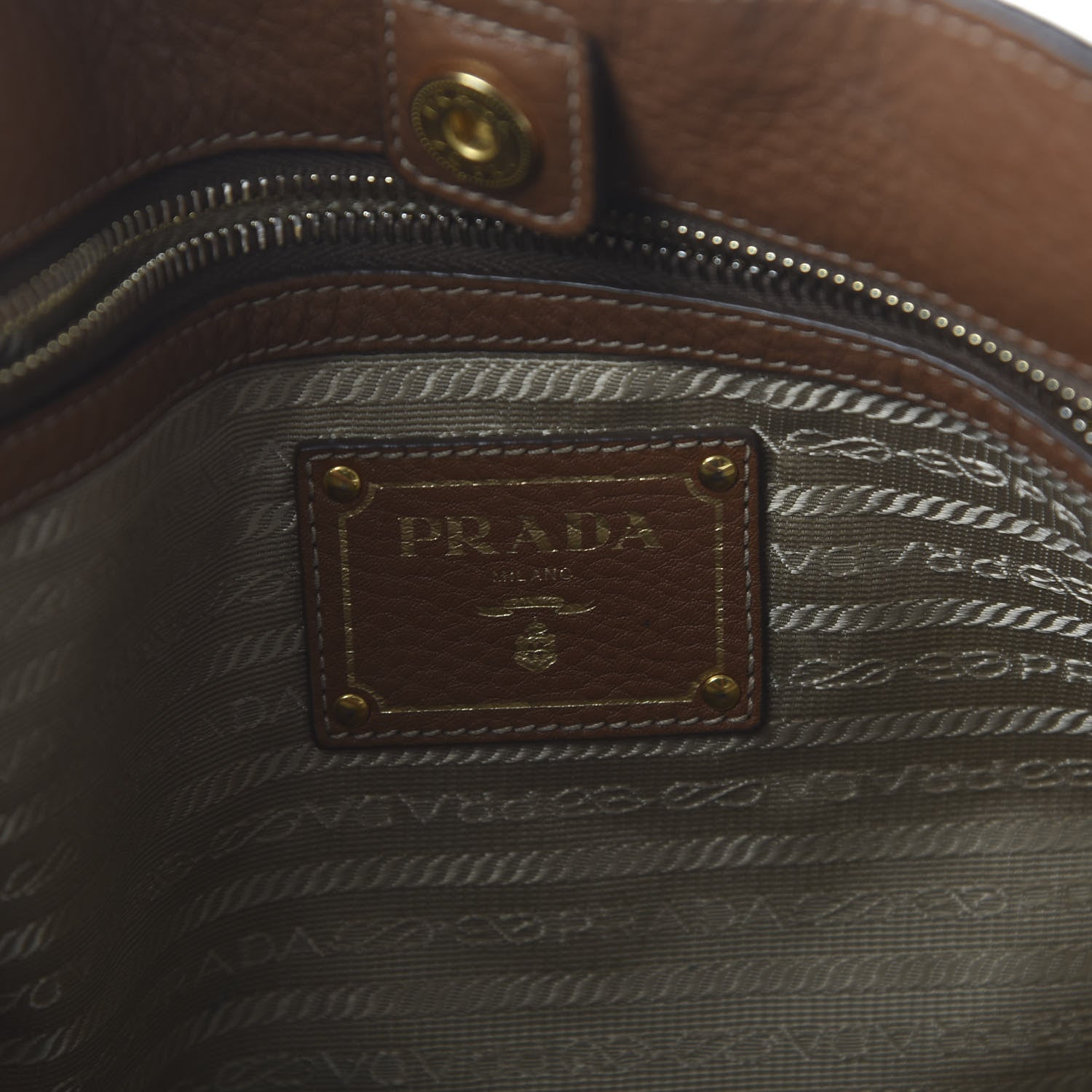 Prada Vitello Daino Side Zip Tote Brandy 8 of 9