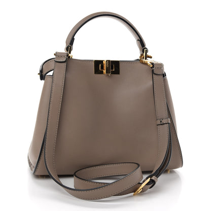 Fendi Vitello Tahiti Burro Medium Peekaboo Iconic Essentially Satchel Tortora Black 3 of 9