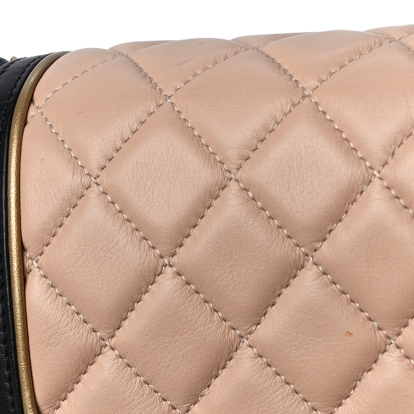 Lambskin Quilted East West Accordion Flap Beige