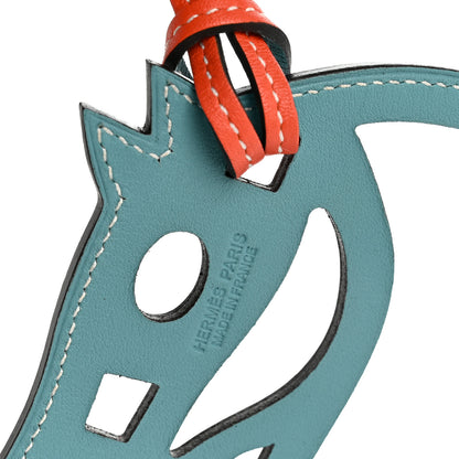 Hermes Swift Paddock Cheval Horse Bag Charm Bleu Atoll Feu 3 of 4