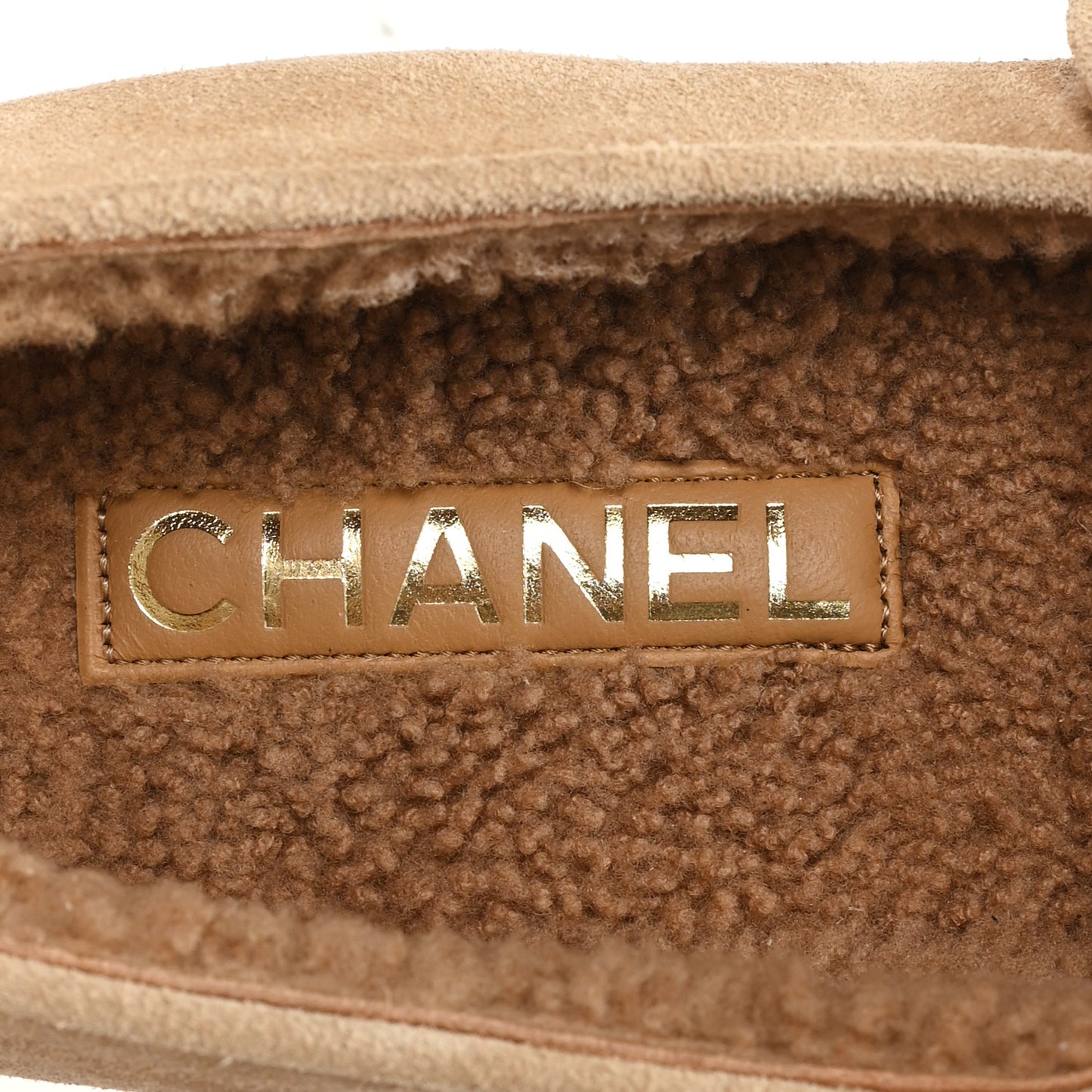 Suede Shearling Mary Jane Flats 36.5 Beige