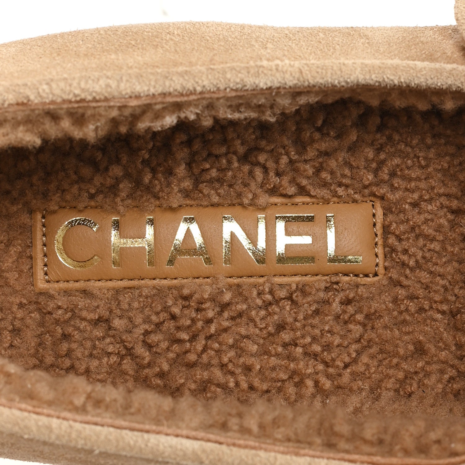 Chanel Suede Shearling Mary Jane Flats 36.5 Beige 8 of 9