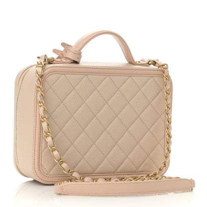 Chanel Caviar Quilted Medium CC Filigree Vanity Case Beige 3 of 11