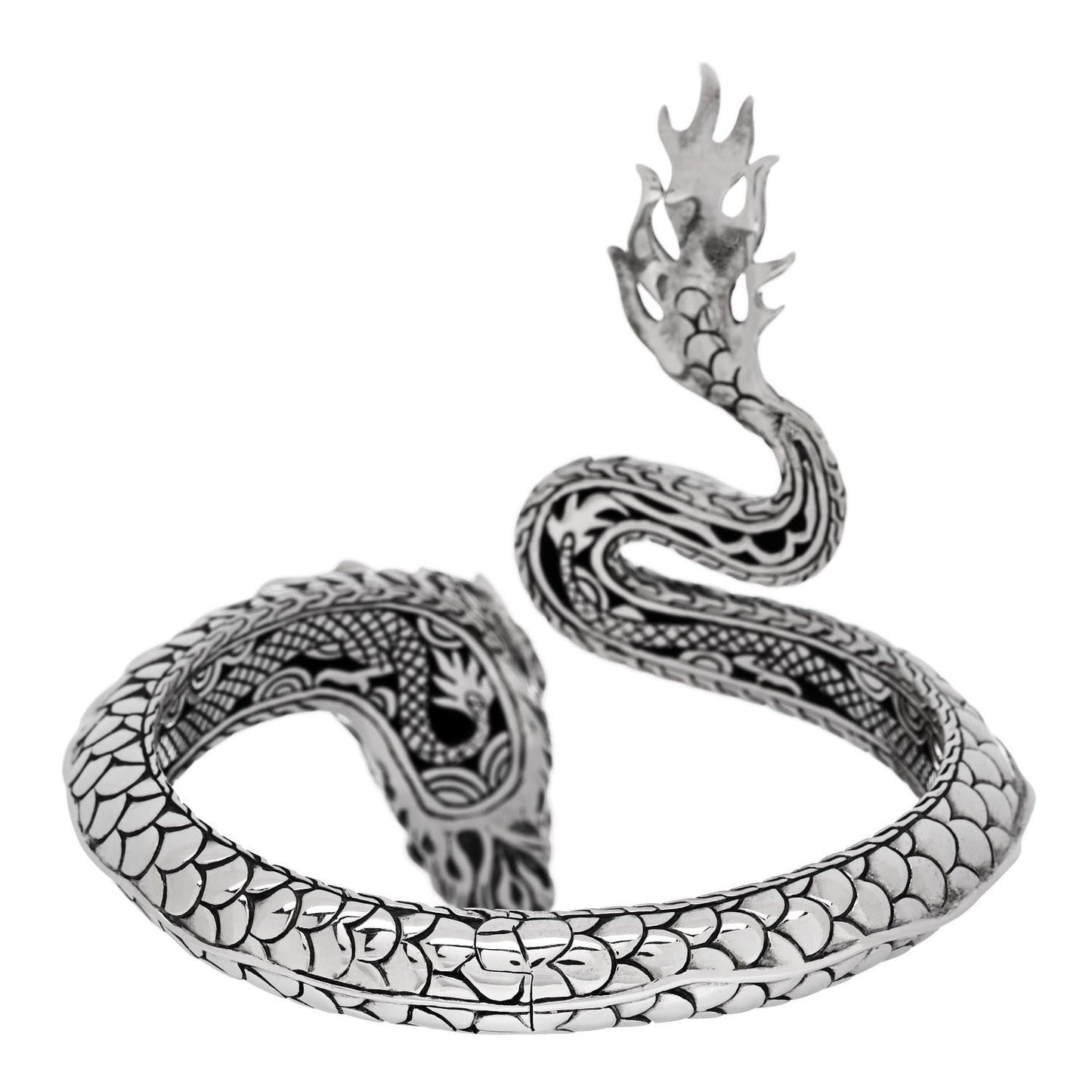 JOHN HARDY Sterling Silver 18K Yellow Gold Naga Dragon Kick Cuff Bracelet