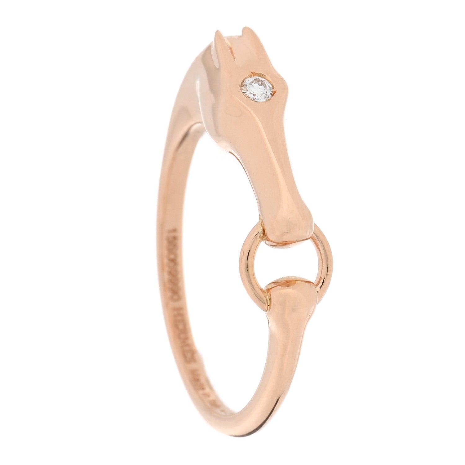 Hermes 18K Rose Gold Diamond TPM Galop Ring 53 6.5 1 of 5
