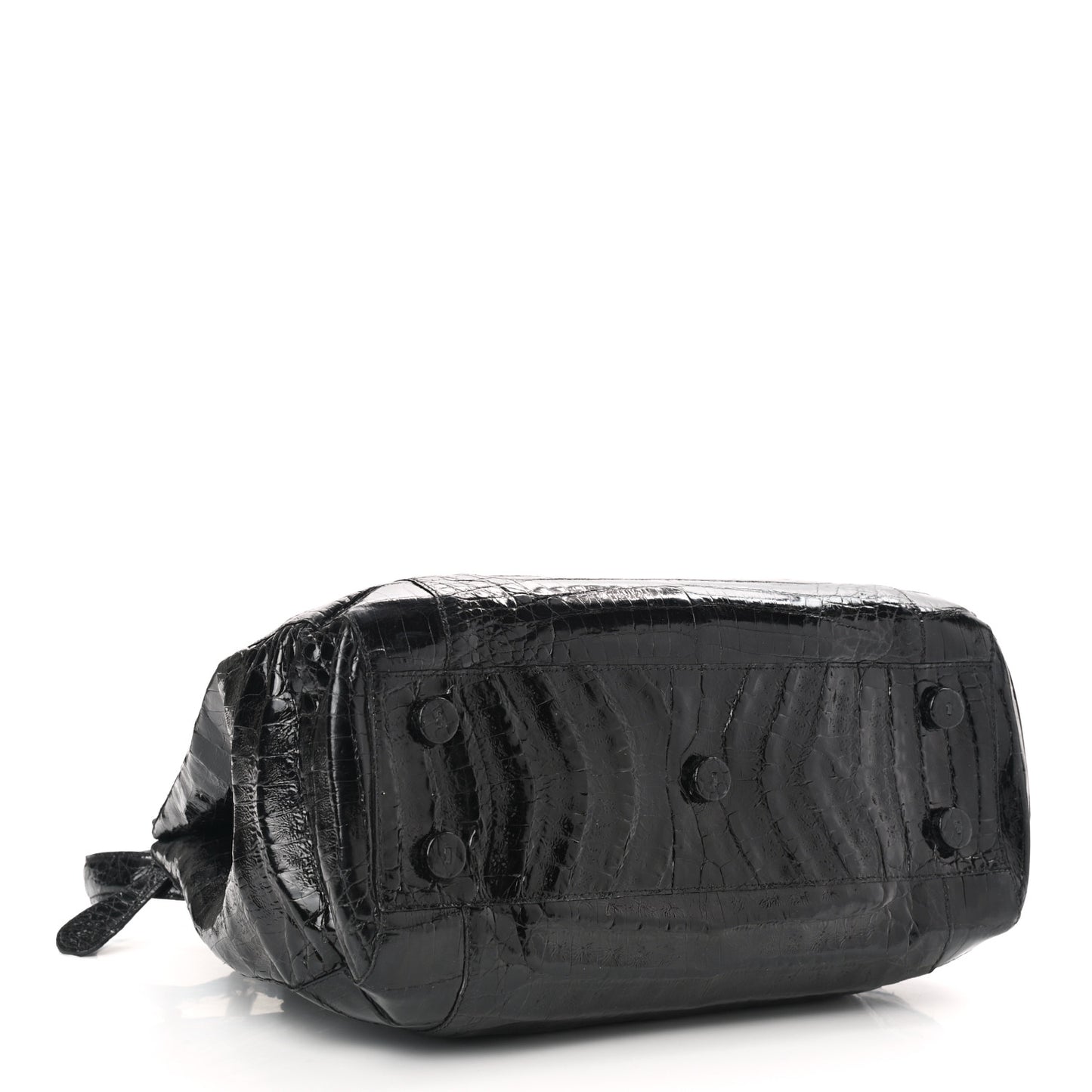 Crocodile Top Handle Satchel Black