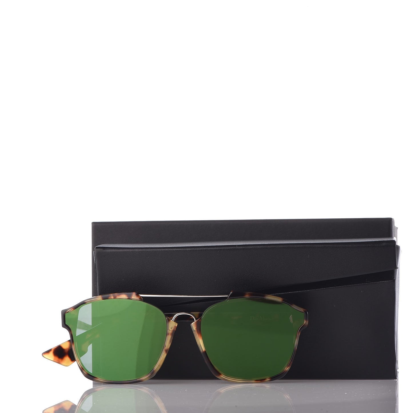 Abstract Square Mirrored Sunglasses Spotted Havana Green