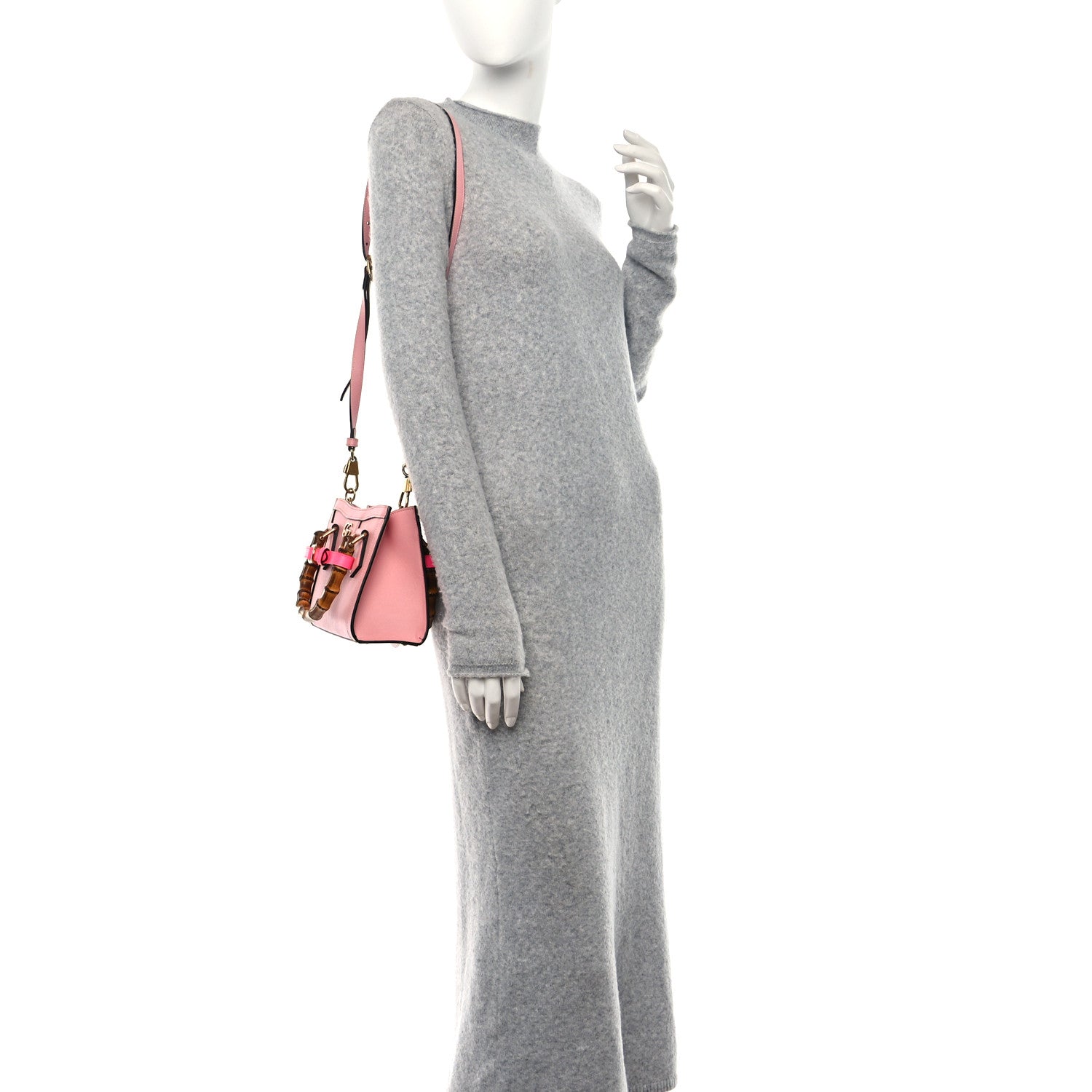 Gucci Wonka Grain Calfskin Mini Diana Tote Bag Wild Rose Fuxia Fluo 2 of 9