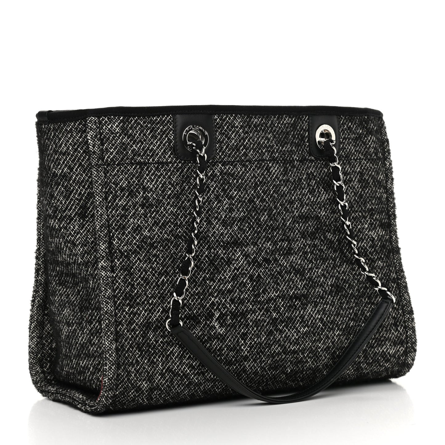 Mixed Fibers Calfskin Small Deauville Tote Black