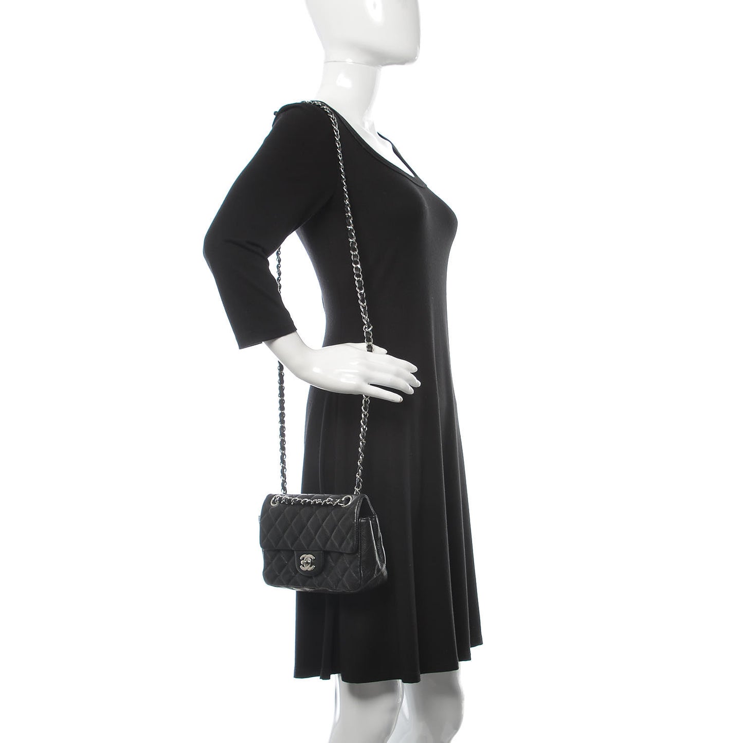 Caviar Quilted Mini Rectangular Flap Black