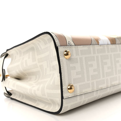 Fendi Glazed Fabric Nappa FF Disco Girls Inlay Mini Peekaboo Iconic Satchel Bianco Perla Multicolor 8 of 11