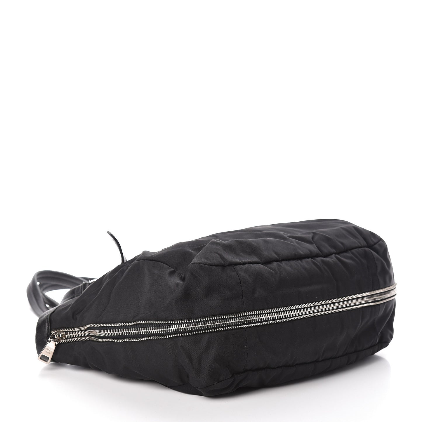 Tessuto Nylon Zip Around Shoulder Bag Black
