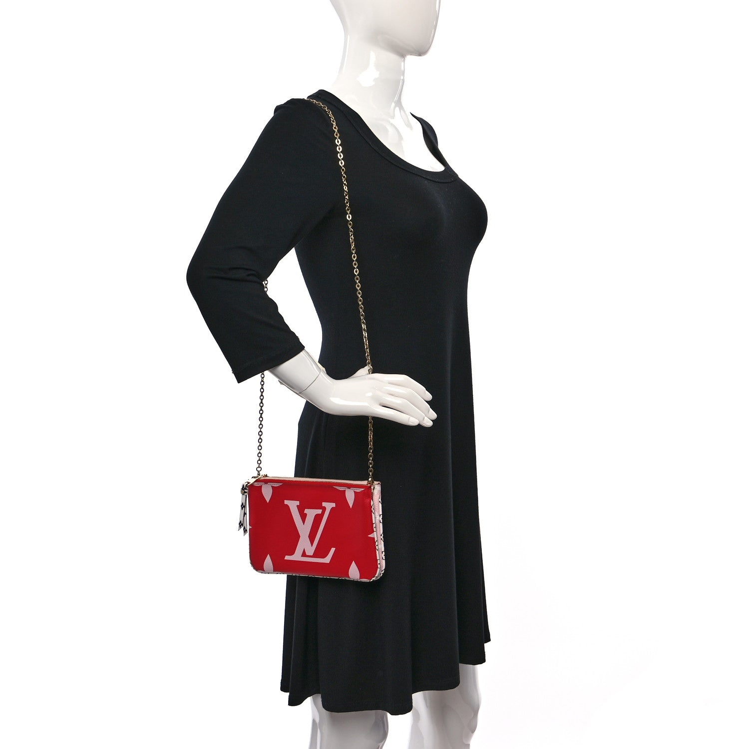 Louis Vuitton Monogram Giant Double Zip Pochette Rouge 2 of 9