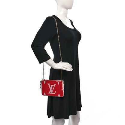 Louis Vuitton Monogram Giant Double Zip Pochette Rouge 2 of 9