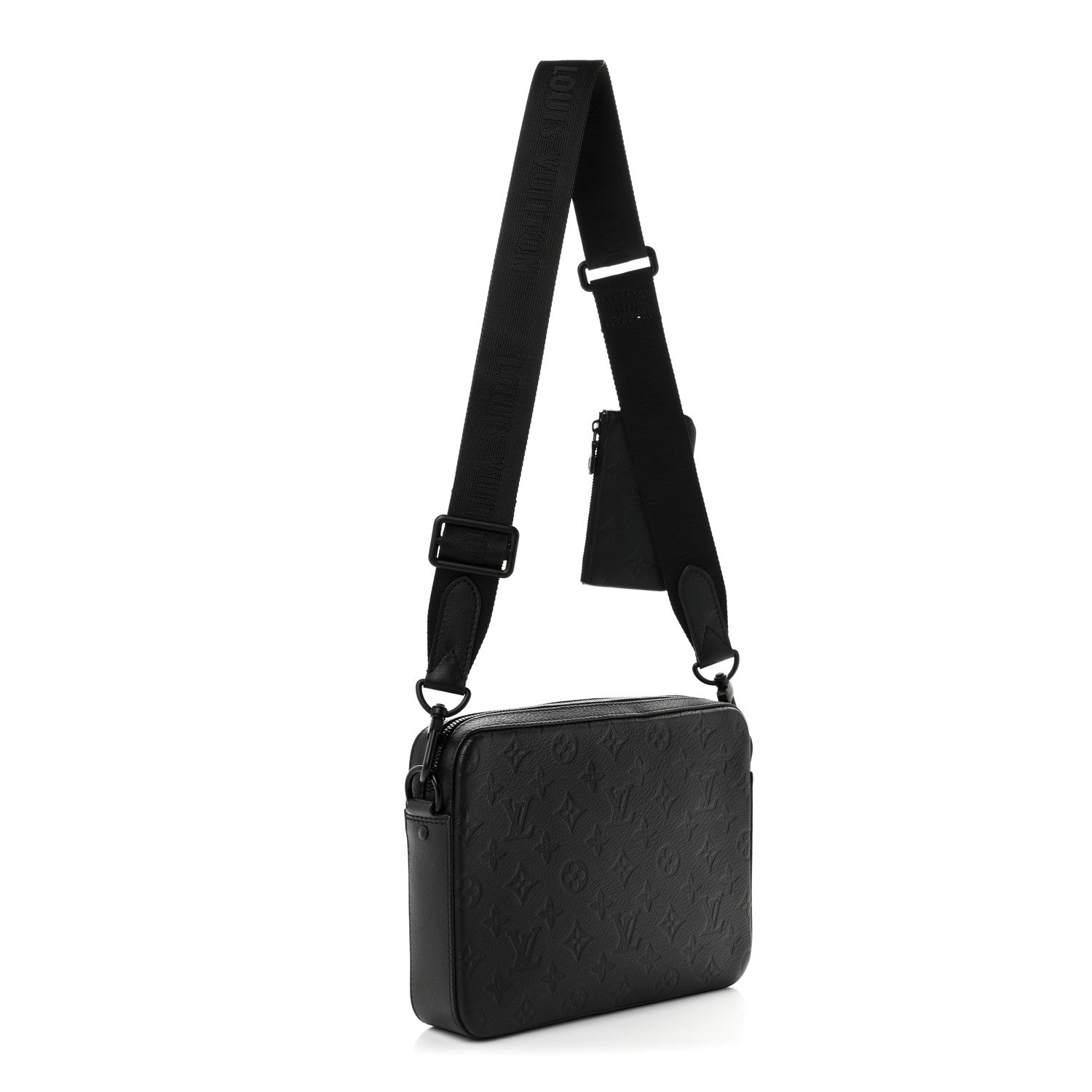 Louis Vuitton Calfskin Monogram Shadow Trio Messenger Black 2 of 8