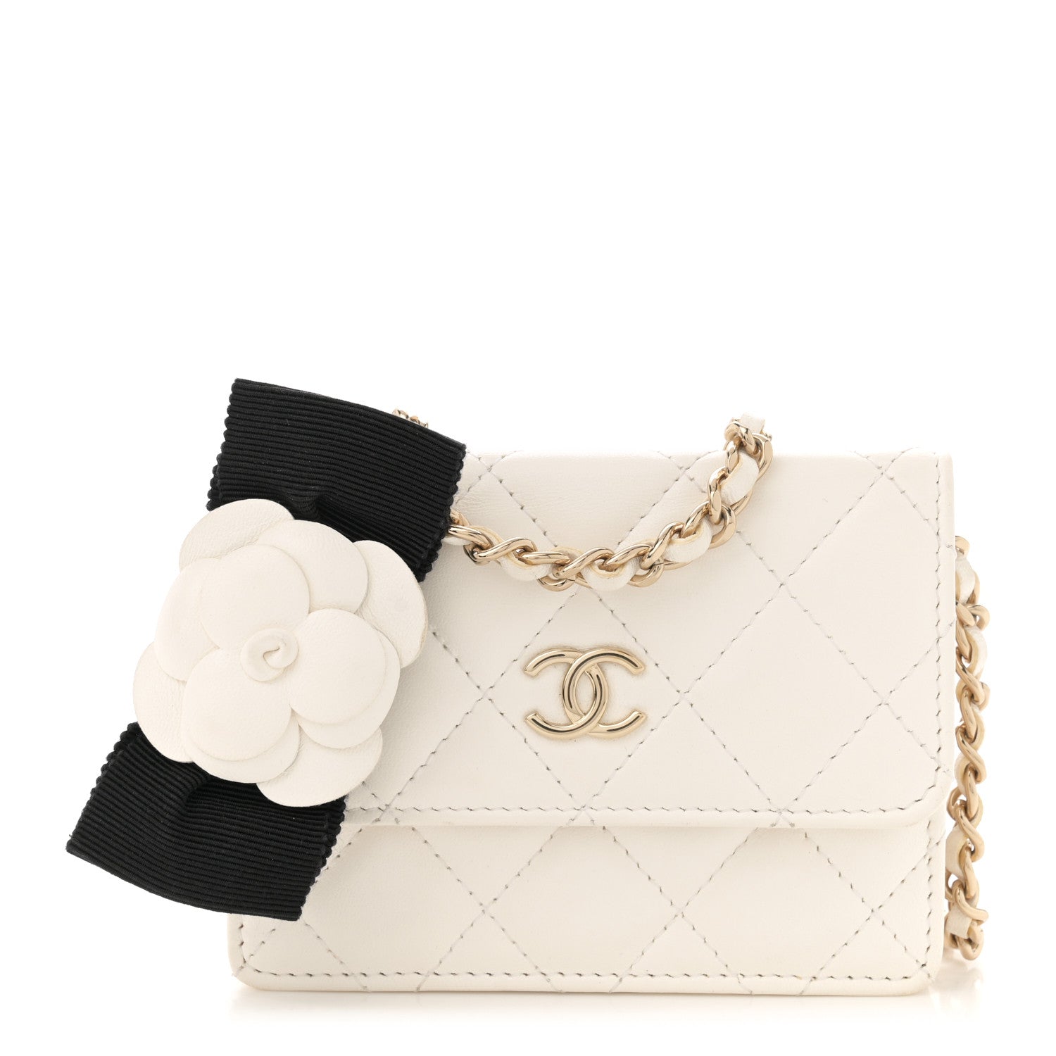 Chanel Lambskin Quilted My Chanel Lady Card Holder On Chain White 1 of 11