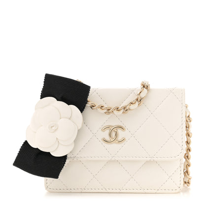 Chanel Lambskin Quilted My Chanel Lady Card Holder On Chain White 1 of 11