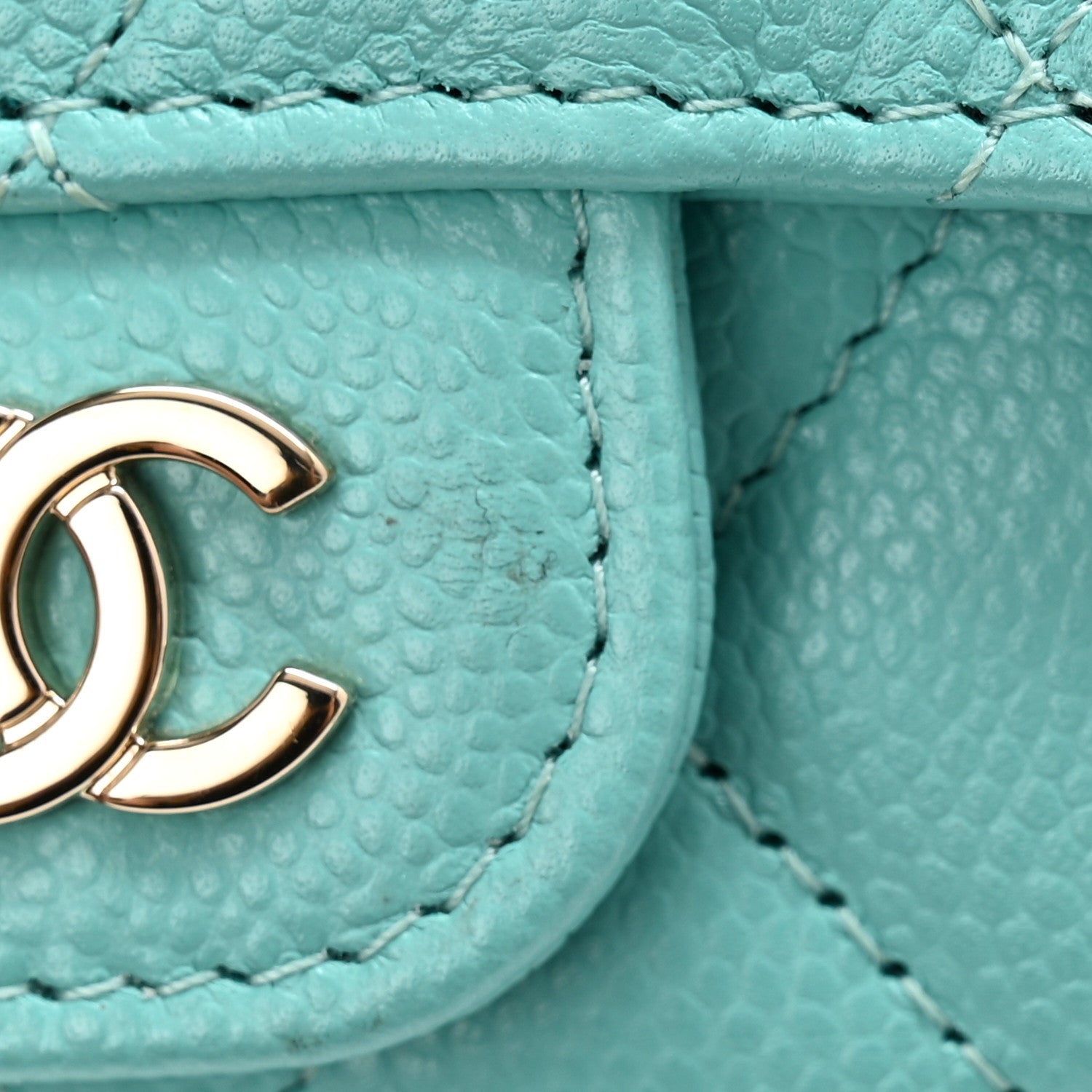Chanel Caviar Quilted Flap Card Holder Wallet Turquoise 10 of 11