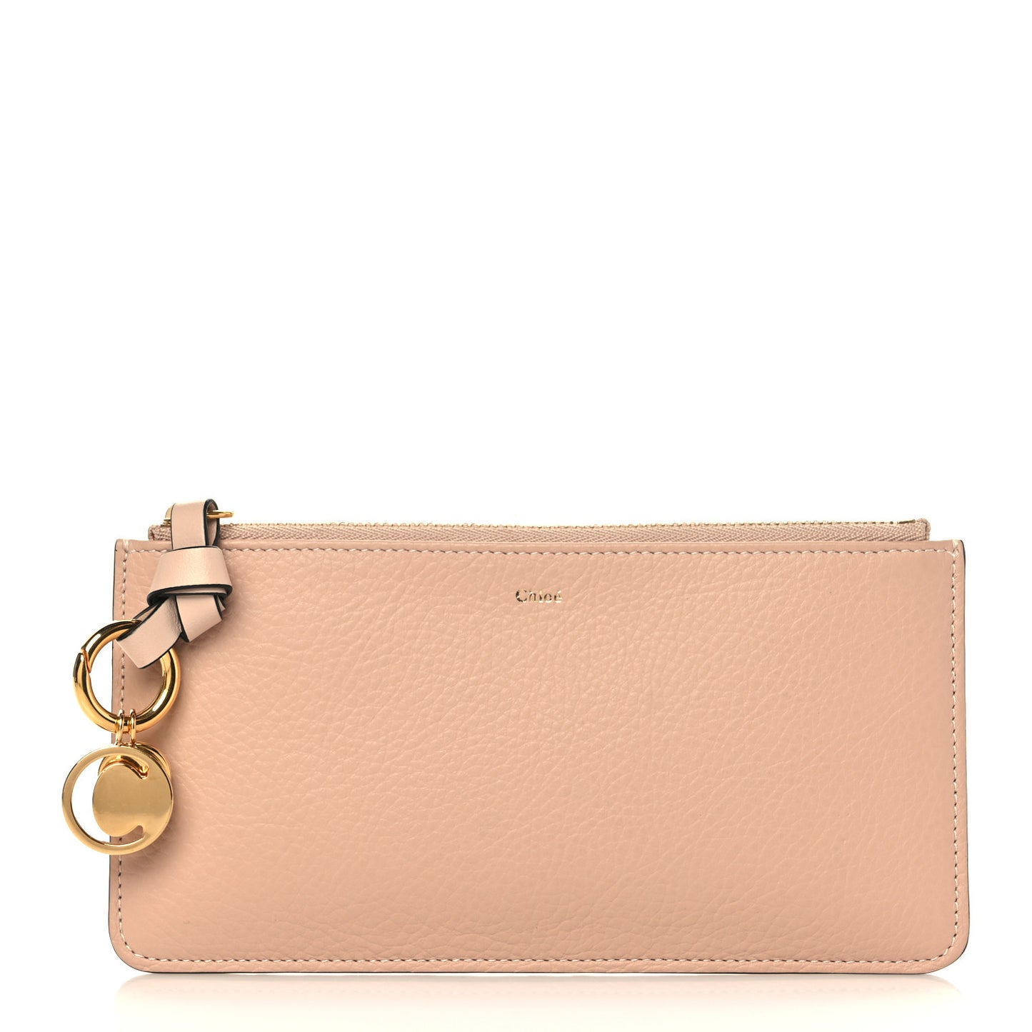 Calfskin Alphabet Long Zipped Wallet Blush Nude