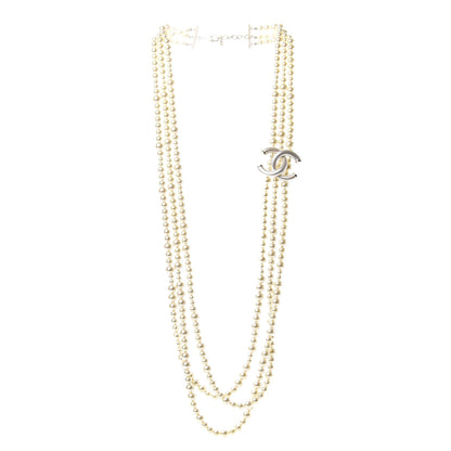 Chanel Pearl CC Multi Strand Long Necklace Light Gold 3 of 5