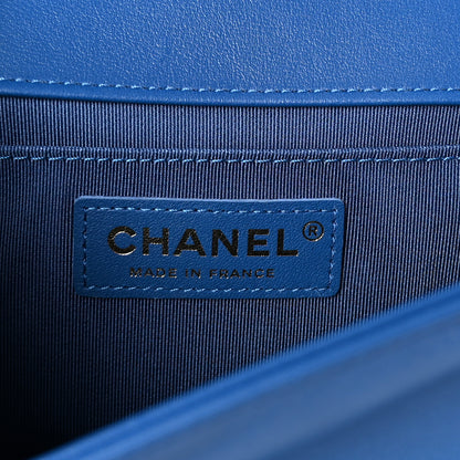 Chanel Lambskin Chevron Quilted Medium Boy Flap Blue 6 of 10