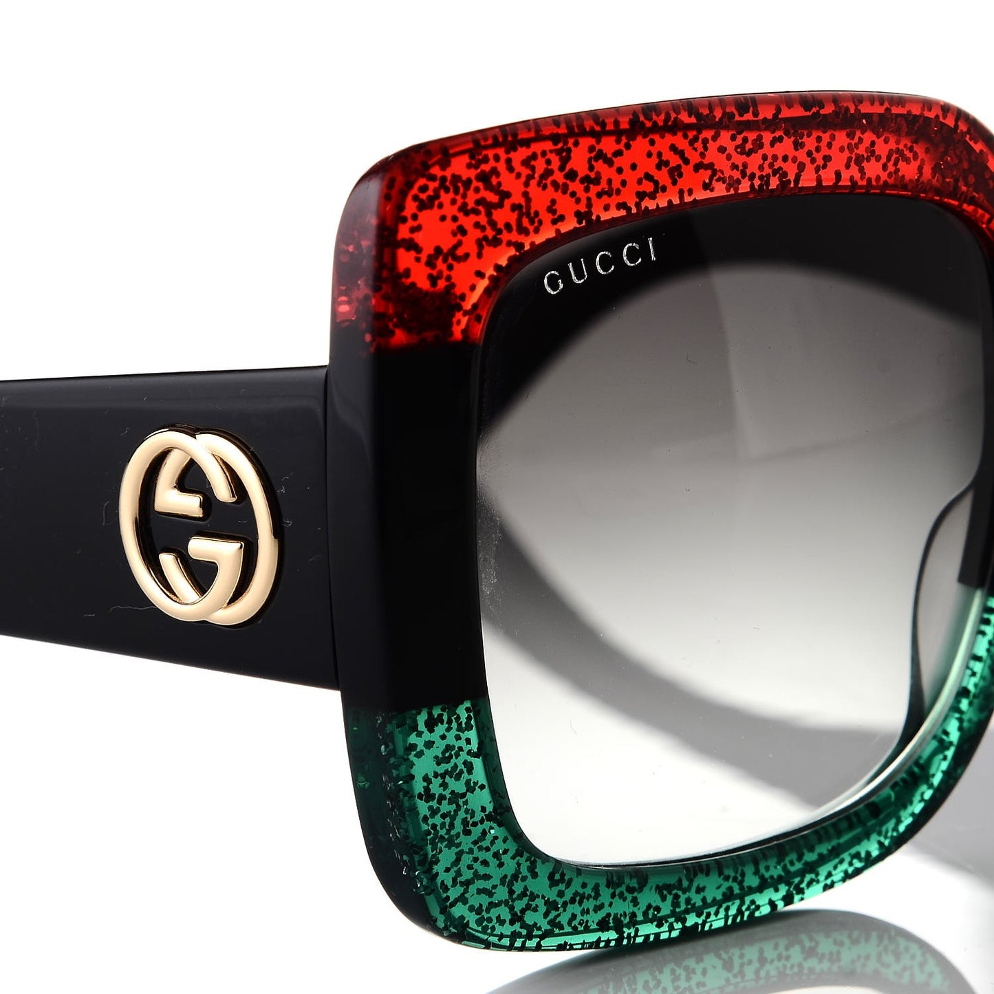 Square Frame GG0083S Sunglasses Glitter Red Black Green